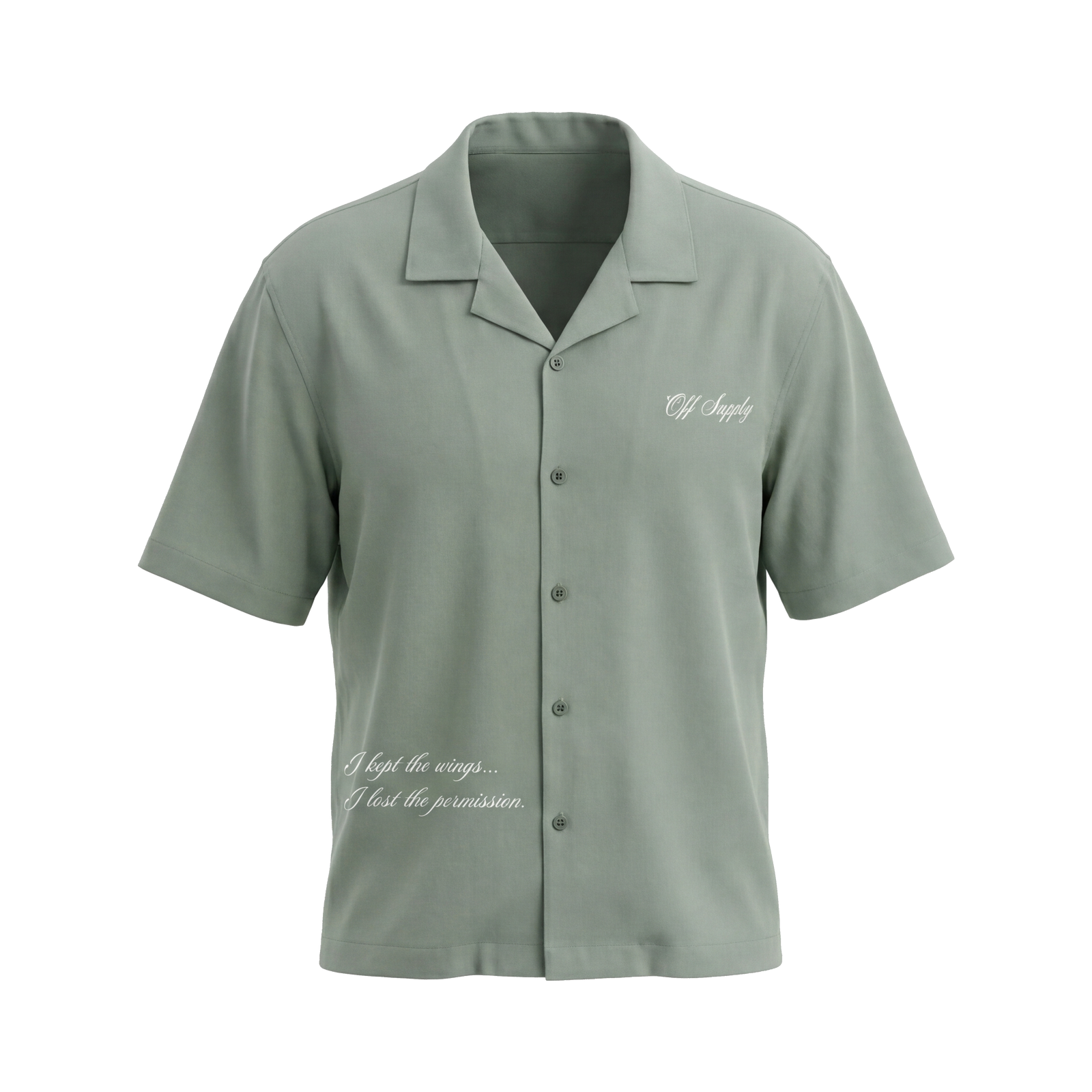 Off Supply Angelic Sage Green Bowling Shirt