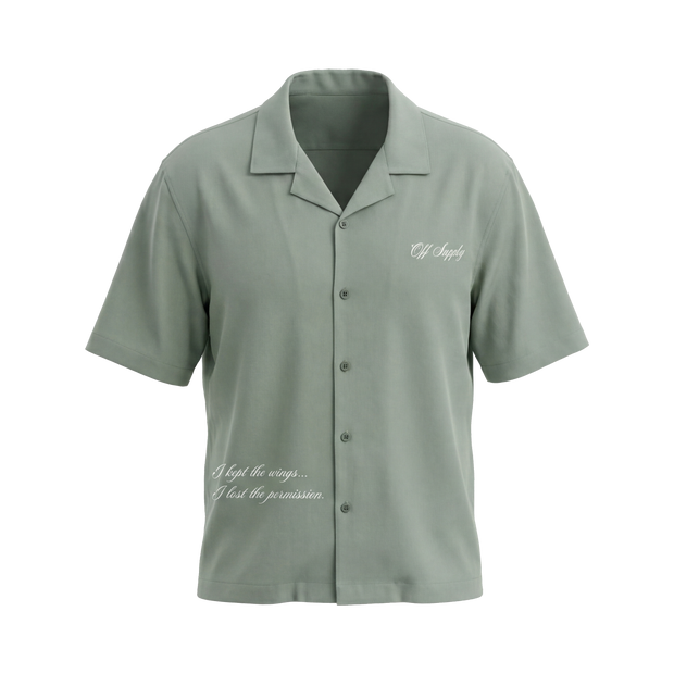 Off Supply Angelic Sage Green Bowling Shirt