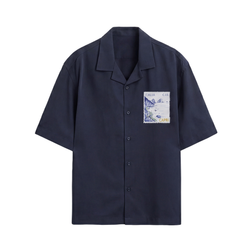Off Supply Limoncello Afternoons Bowling Shirt Navy Blue
