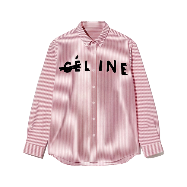 Off Supply Line Up Pink Striped Shirt