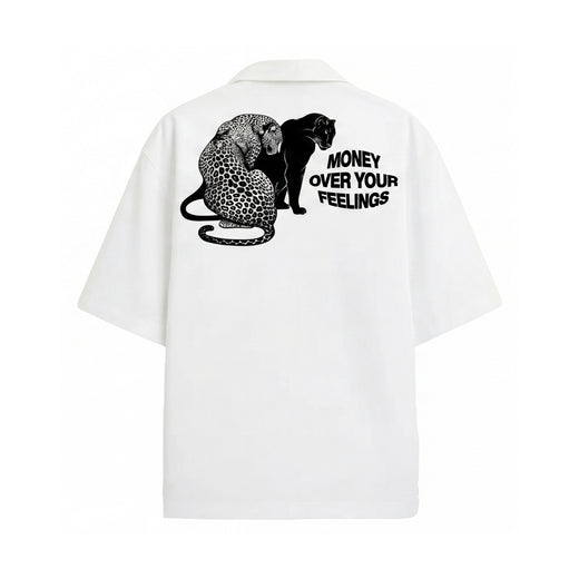 Off Supply Money Over Feelings Bowling Shirt - White