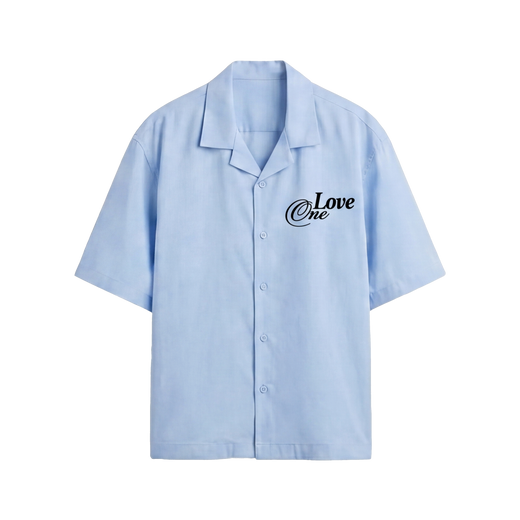 Off Supply Love One Ice Blue Bowling Shirt