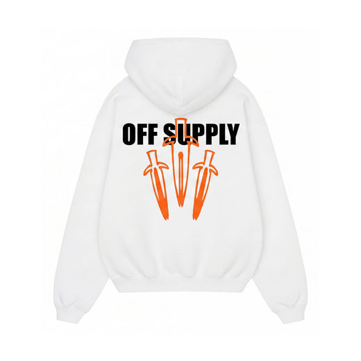 Off supply Orange Dagger white Hoodie