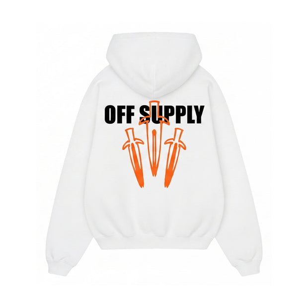 Off supply Orange Dagger white Hoodie