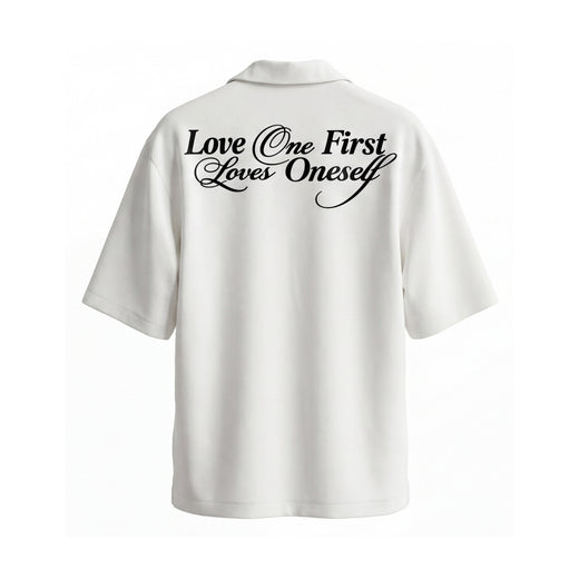 Off Supply Love One White Bowling Shirt