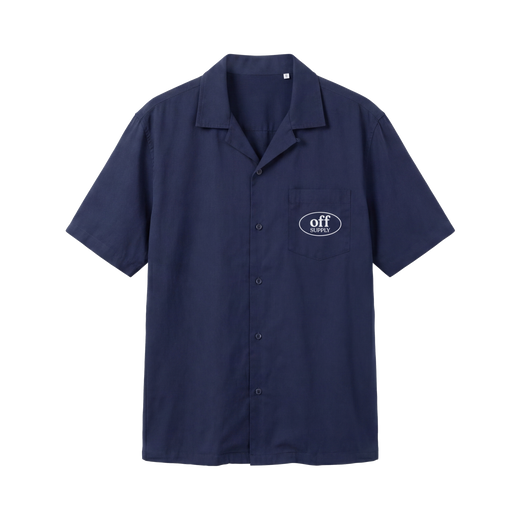 Off Supply Motion Dreams Navy Blue Bowling Shirt