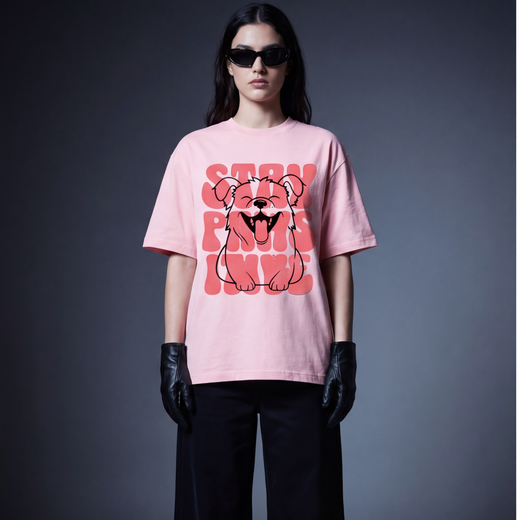 STAY PAWSITIVE OFF SUPPLY PINK T-SHIRT