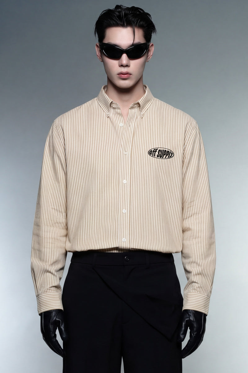 twenties-off-supply-yellow-striped-shirt model front